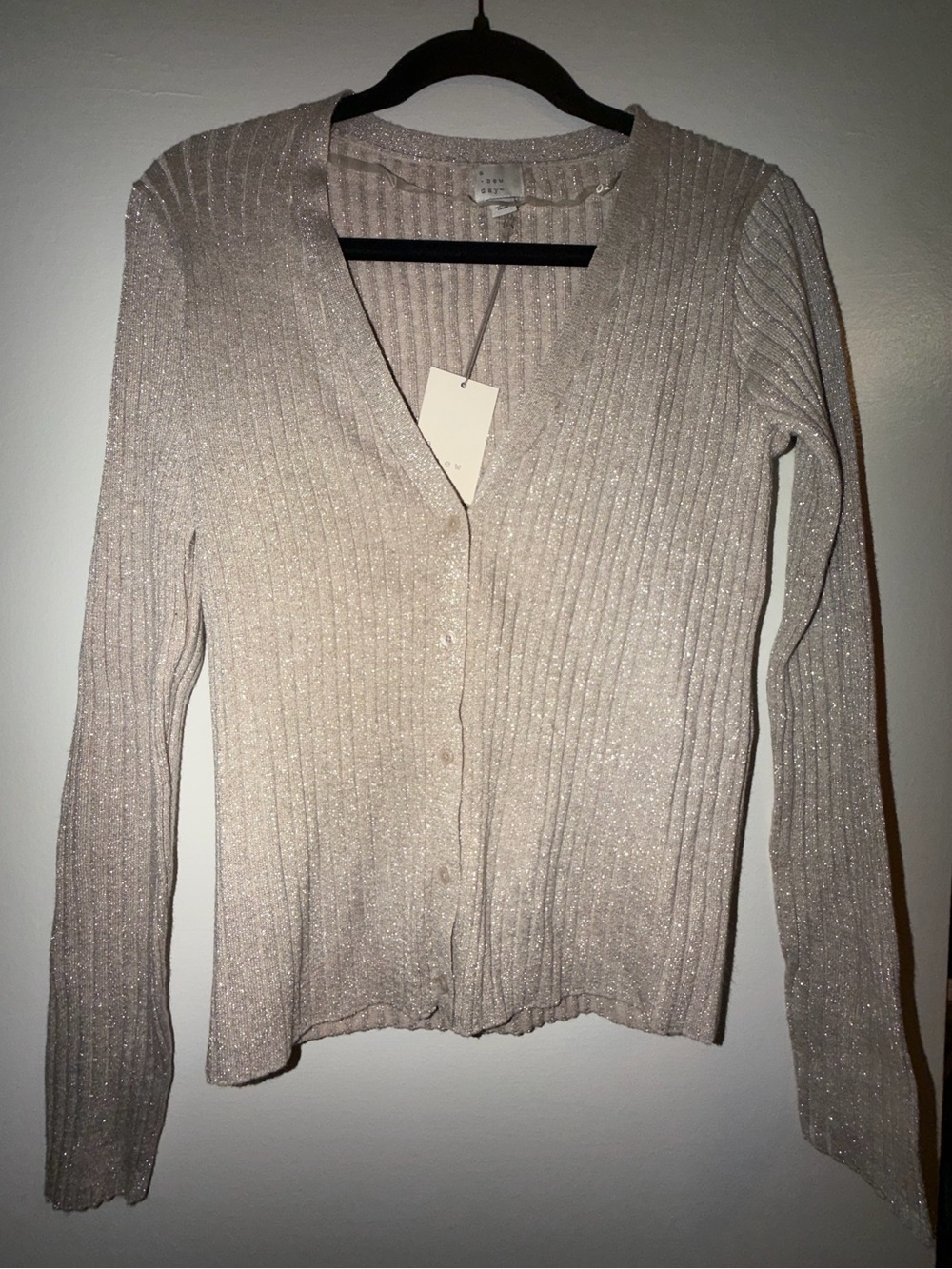a new day - Sparkle Ribbed Button-Front Cardigan